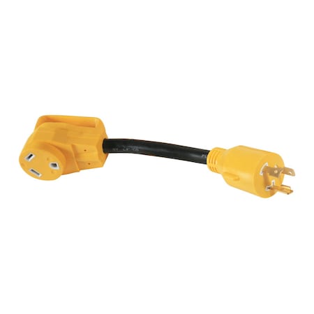 Camco Plug Adapter, Outlet Tap, TT-30R, L5-30P, 12 in, Black/Yellow 55272